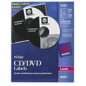 Avery Consumer Products  CD Labels, Laser, 100/PK, White