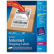Avery Consumer Products  Lsr. Shipping Labels,Perforated,5-1/2"x8-1/2",200/BX,White