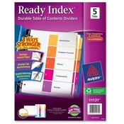 Avery Consumer Products  Ready Index Dividers,1-5 Tab,3HP,8-1/2"x11",Asst