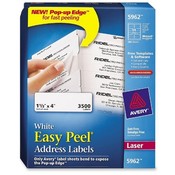 Avery Consumer Products  Laser Labels, Mailing, 1-1/3"x4", 3500/BX, White