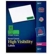 Avery Consumer Products  Neon Laser Labels, Rectangle, 1"x2-5/8", 750/PK, Fl. Green