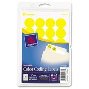 Avery Consumer Products  Removable Labels, 3/4" Round, 1008/PK, Yellow