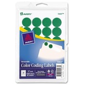 Avery Consumer Products  Removable Labels, 3/4" Round, 1008/PK, Green