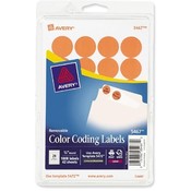 Avery Consumer Products  Removable Labels, 3/4" Round, 1008/PK, Red Neon