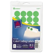 Avery Consumer Products  Removable Labels, 3/4" Round, 1008/PK, Green Neon