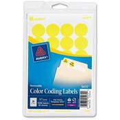 Avery Consumer Products  Removable Labels, 3/4" Round, 1008/PK, Yellow Neon