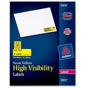 Avery Consumer Products  Neon Laser Labels, Rectangle, 1"x2-5/8", 750/PK, Fl. Yellow