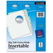 Avery Consumer Products  Extra Wide Big Tab Insertable Dividers,11"x9",5-Tab,Clear