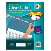 Avery Consumer Products  Index Label Dividers, Plastic, 5-Tab, 3HP Punched, Multi