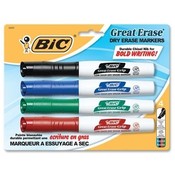 Bic Corporation Whiteboard Markers, Chisel Point, 4/ST, Black,Blue,Red,Green