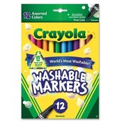 Binney and Smith  Washable Markers, Fine Tip, Nontoxic, 12/ST, Assorted