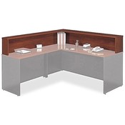 Bush Industries Reception L-Hutch, 77"x71"x14", Dark Cherry/Graphite