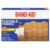 Johnson &amp; Johnson  Adhesive Bandages, Flexible Fabric, 1", 100/BX