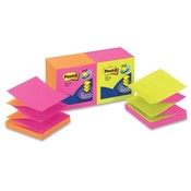 3M Commercial Office Supply Div. Post-it Pop-up Pad,Alternating Clrs,3"x3",12/PK,Neon Fusion