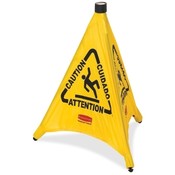 Rubbermaid Commercial Products Pop-Up Safety Cone,"Caution",Multi-Lingual,20"x21",Yellow