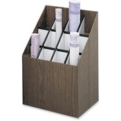 Safco Products Company  Upright Roll File, 12 Slots, 15"x12"x22", Walnut Woodgrain