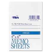 Tops Business Forms Memo Sheet, 4'x6', 500 Sh/Pk, White Wholesale Bulk