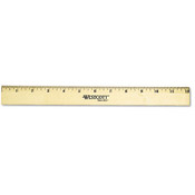 Westcott Beveled Wood Ruler w/Single Brass Edge 12' Clear Wholesale Bulk