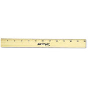 Westcott Flat Wood Ruler w/Two Double Brass Edges 12' Cle Wholesale Bulk