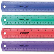 Westcott Jeweltone Plastic Ruler 12' Assorted Transparent Wholesale Bulk