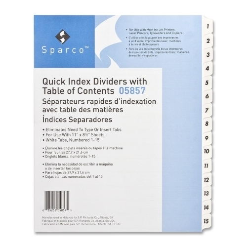 Wholesale Index Dividers W / Table of Contents(13x.12)