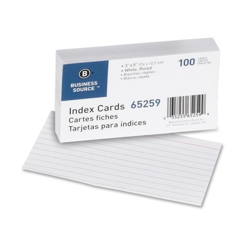 Business Source Index Cards, Ruled, 90LB., 3