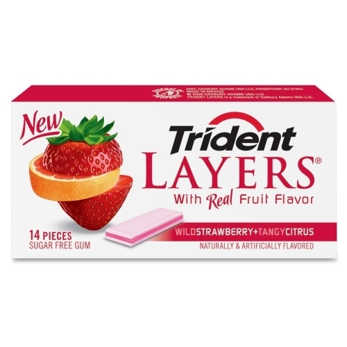 Wholesale Cadbury Adams Trident Layers Gum,12/BX Wild Strawberry/Tangy