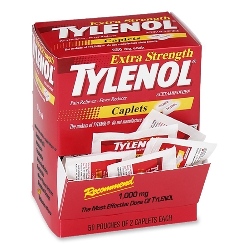 Bulk Tylenol Extra Strength Caplets, 2 Packs, 50 Packs - Dollardays