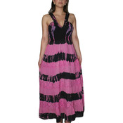 Pink/Black Long Length Tie Dye Dress