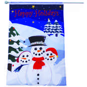 Snowman Outdoor Flag w/Fiber Optic Lights