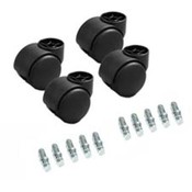 Dual Casters, 2-3/16" Dia, B/K Stems, Hard Wheel, Black. .