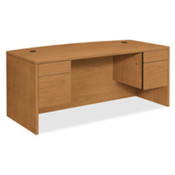 Double Pedestal Desk,Bow Top,72"x36"x29-1/2",Harvest. 1 EA/CT.