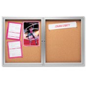 Cork Board W/Glass Door, 2 Door, 4'x3', Aluminum Frame. 1 EA/CT.