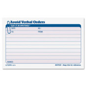Verbal Orders Book,Carbonless,2-Part,4-1/4"x7",50 Set/BK. 12 EA/BX.