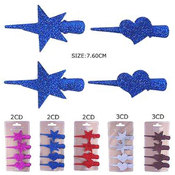 Hair 4Pc Asst Metallic Star And Heart