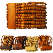 Bracelet Cuff Wooden Oval Beads