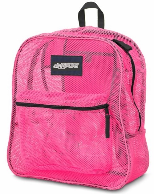 pink mesh backpack