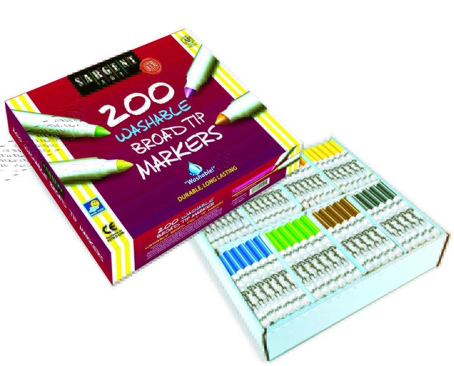 Wholesale 200CT Broad Tip Washable Markers - Asst Colors(4x.74)