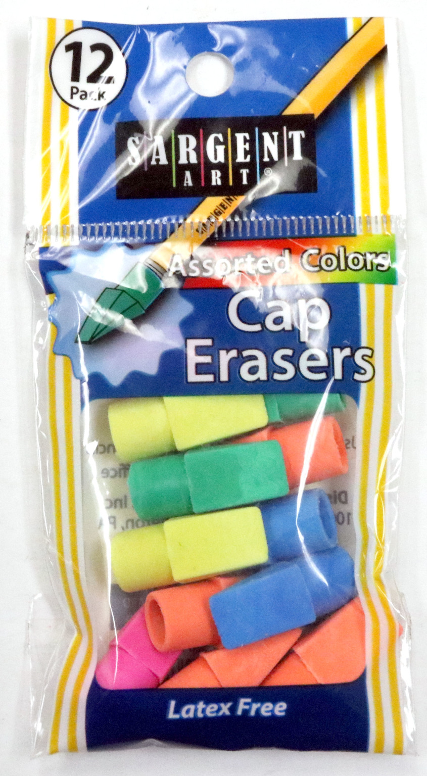 Wholesale Sargent Art Cap Erasers 200 Count, 12 Piece, Assorted Colors (SKU 2333932) DollarDays