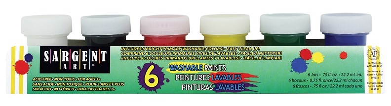 Sargent Art 6 CT. Washable Primary Paint Set - 3 / 4(12x.24)