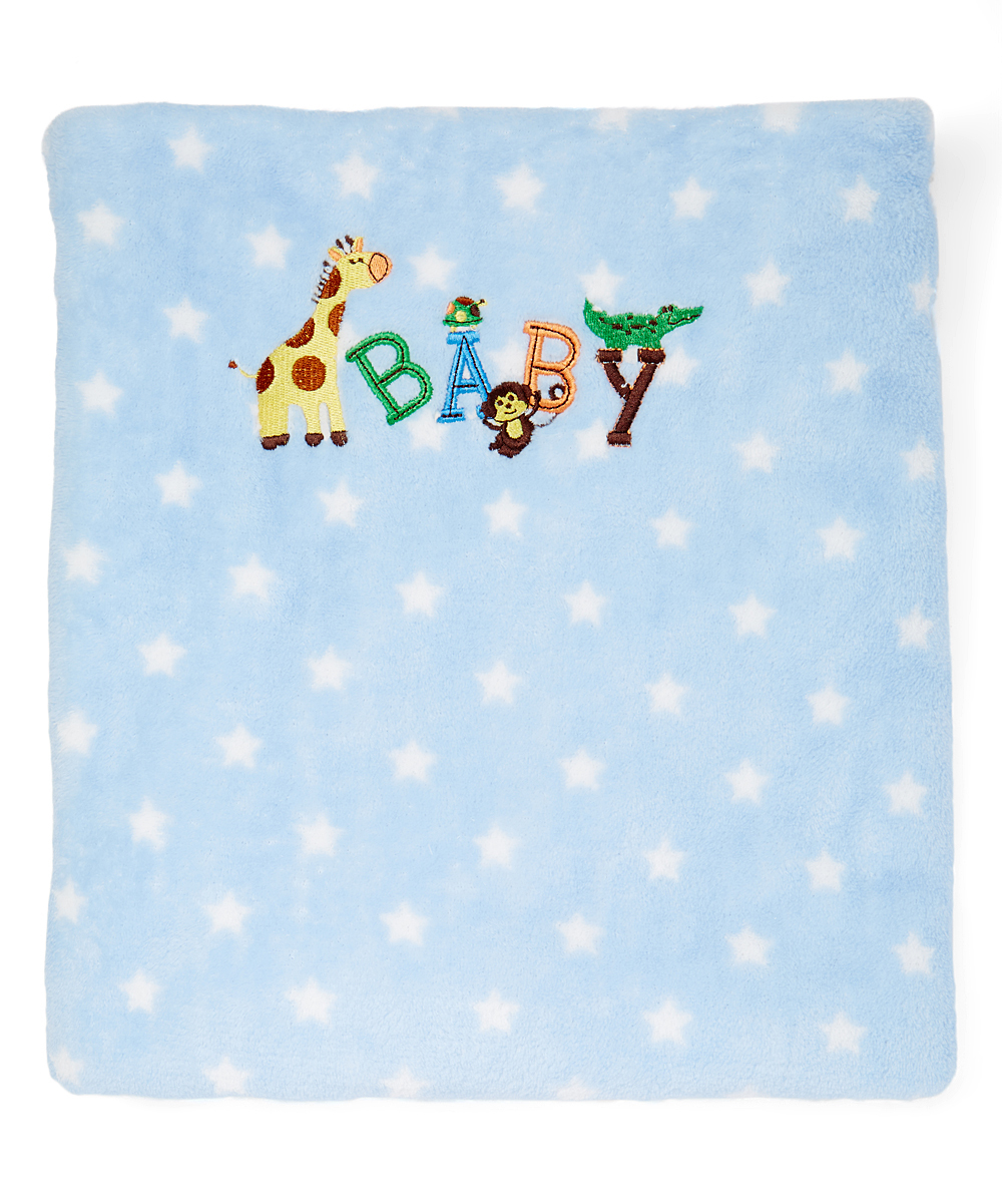 Wholesale Fleece Baby Blankets Blue, Embroidery, Stars DollarDays
