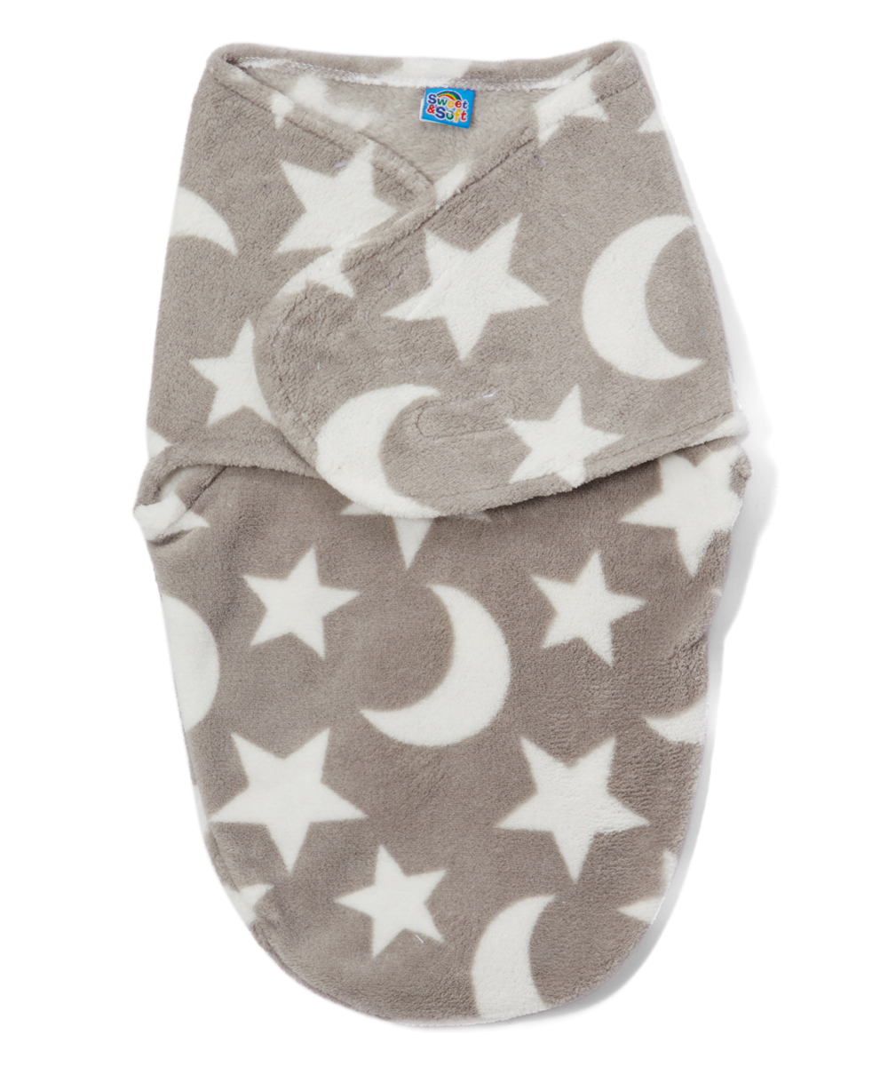 Wholesale Newborn Cuddle Fleece Sleep Sack Swaddle Grey, Stars