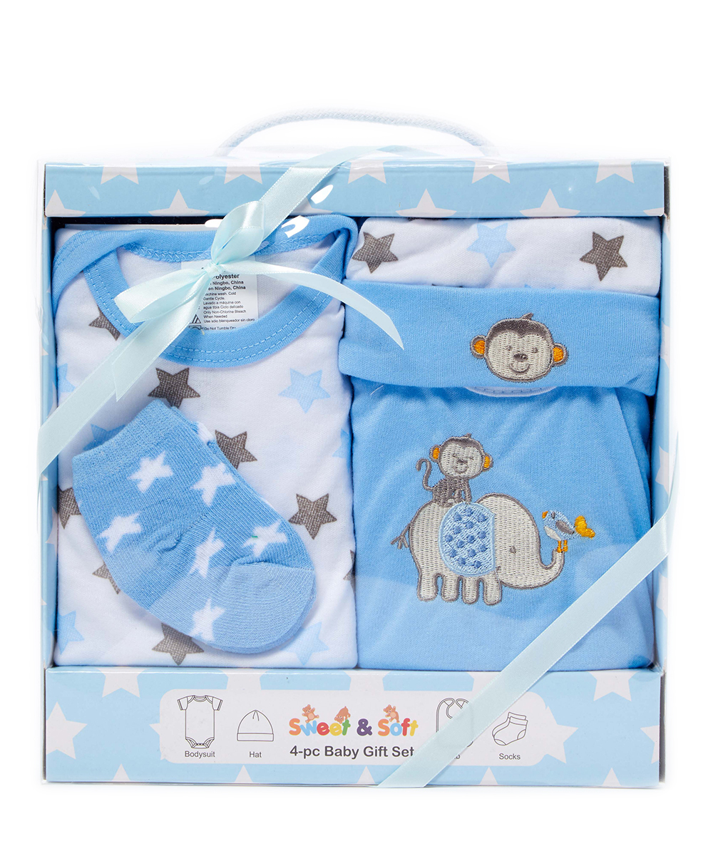 Wholesale Baby Boys' Gift Sets Blue, 4 Pieces, Elephant DollarDays