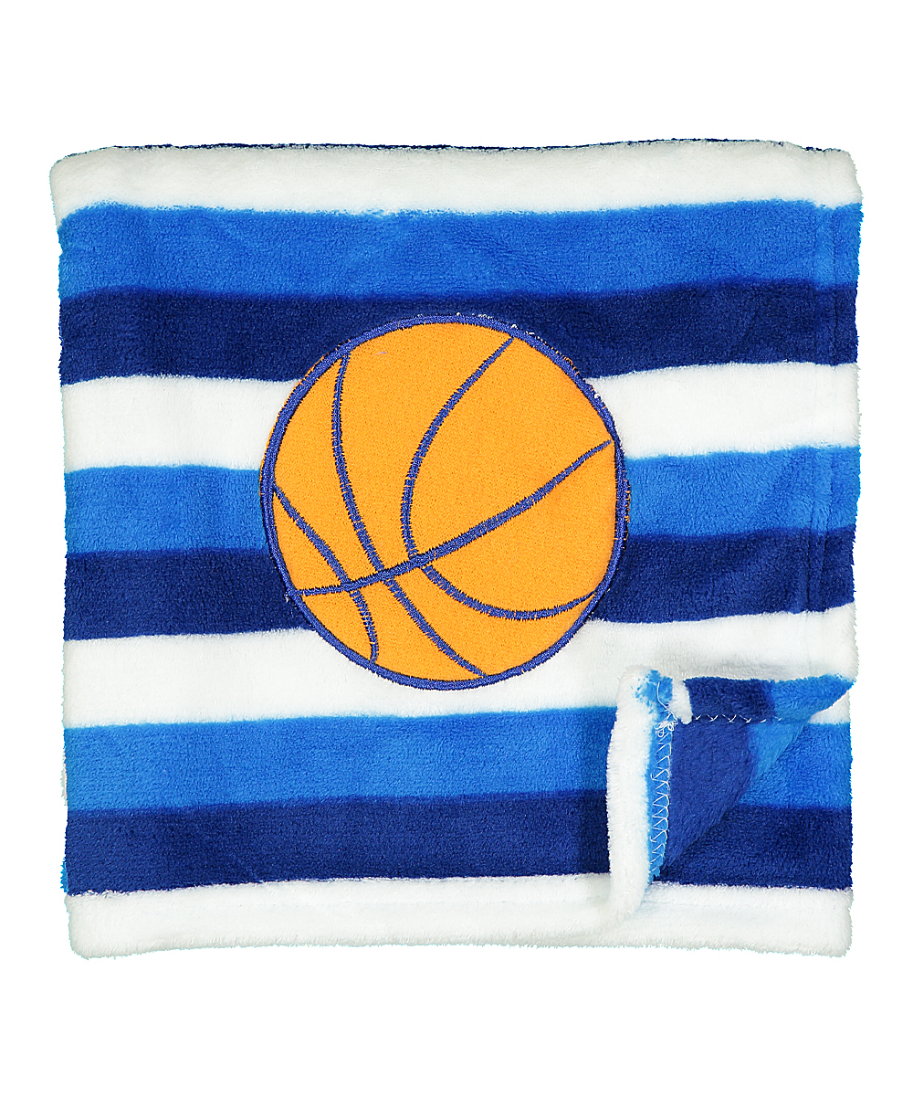 Coral Fleece Plush Blanket Blues/White, Basketball Squeaker 30"x40"