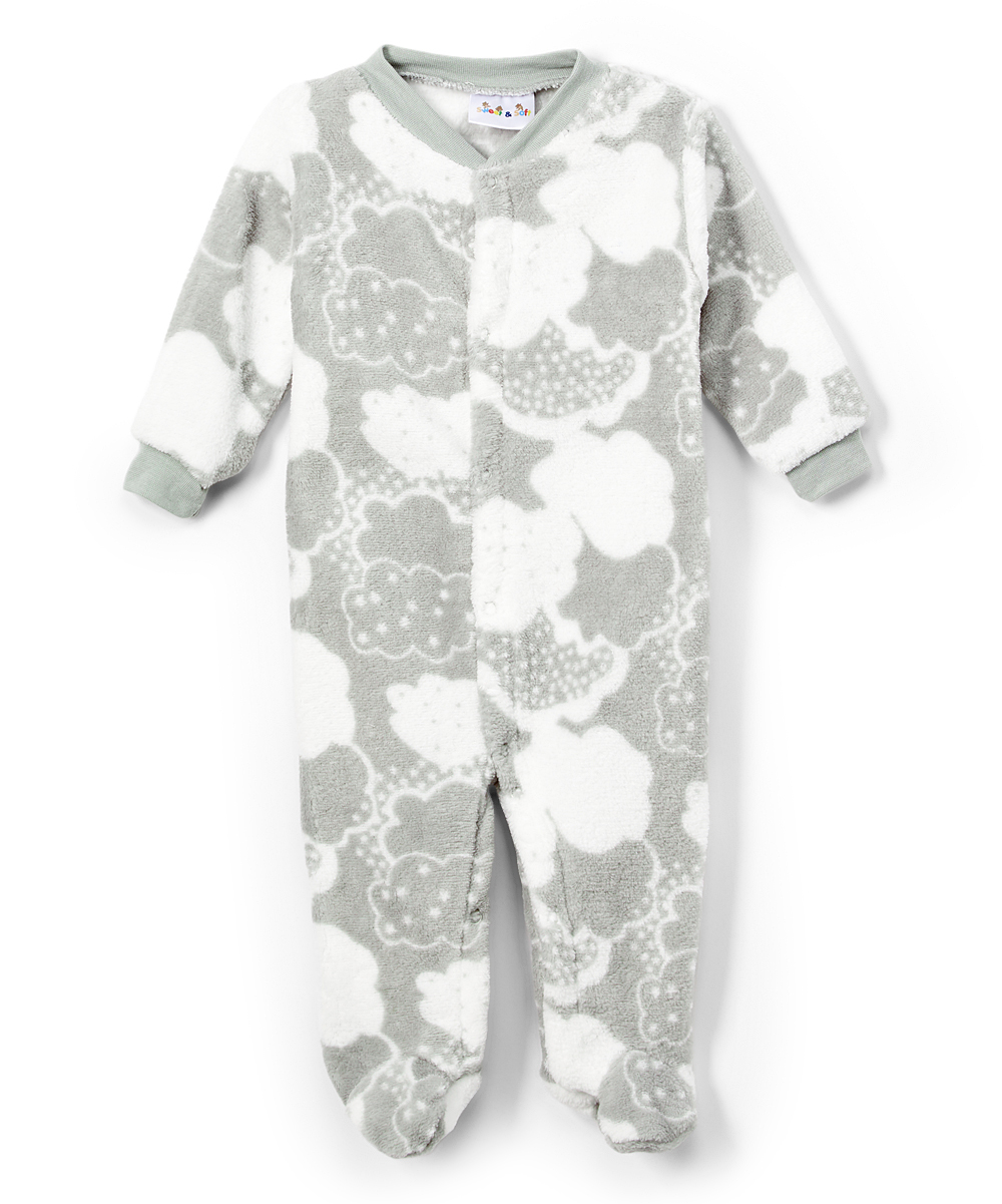 Wholesale Baby Boys Fleece Pajamas Onesie, Grey, Clouds DollarDays
