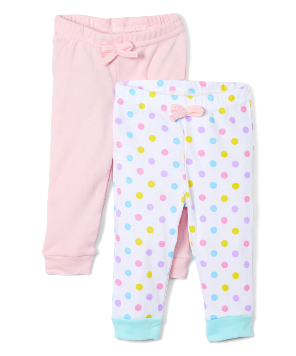 Wholesale Baby Girl Pants Polka Dot Pink 2 Pack (SKU 2338014