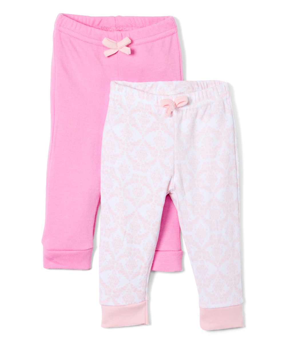 Wholesale Baby Girl Pants Hot Pink White 2 Pack (SKU 2338017