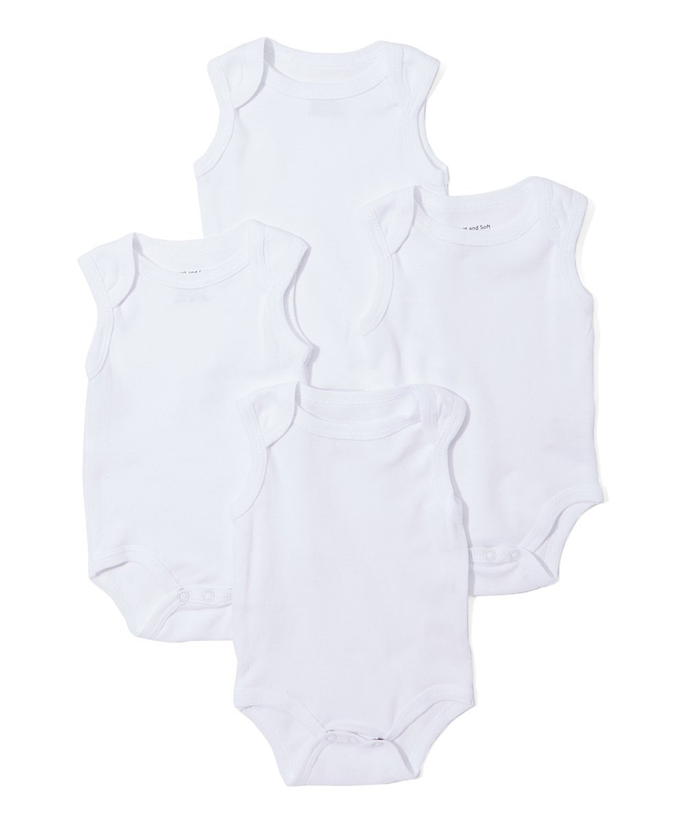 Wholesale Toddlers' Bodysuits White, Sleeveless, 4 Pack DollarDays