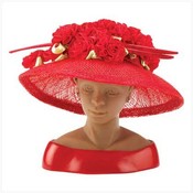 Red Sinamay Rosebud Hat