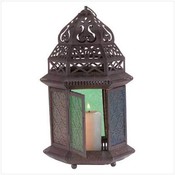 Morroccan Multi Color Glass Lantern